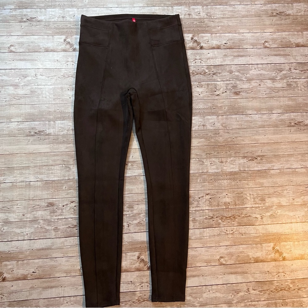 Spanx brown faux suede leggings size M but fit snug